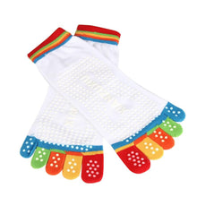 Womens 5-Toe Colorful Exercise Non Slip Massage Toe Socks With Full Grip Pilates Socks