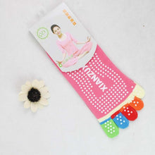 Womens 5-Toe Colorful Exercise Non Slip Massage Toe Socks With Full Grip Pilates Socks