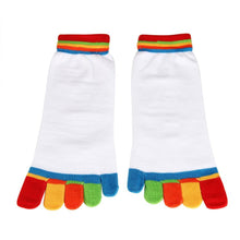 Womens 5-Toe Colorful Exercise Non Slip Massage Toe Socks With Full Grip Pilates Socks