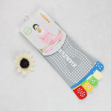 Womens 5-Toe Colorful Exercise Non Slip Massage Toe Socks With Full Grip Pilates Socks