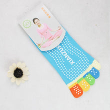 Womens 5-Toe Colorful Exercise Non Slip Massage Toe Socks With Full Grip Pilates Socks