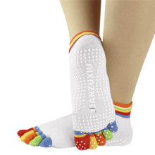 Womens 5-Toe Colorful Exercise Non Slip Massage Toe Socks With Full Grip Pilates Socks