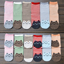 3D Animals Striped Cartoon Women Cat Footprints Cotton Floor Stockings er &