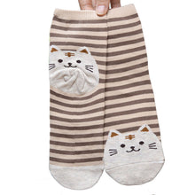 3D Animals Striped Cartoon Women Cat Footprints Cotton Floor Stockings er &