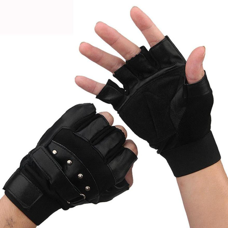 Men Soft Leather Driving Motorcycle Biker Outdoor Fingerless Gloves Special Forces Tactical Gloves