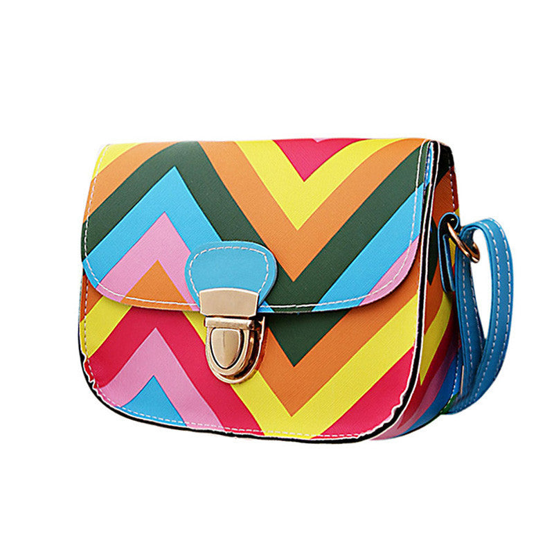 Design Rainbow Chain Of Small Square Package women bag messenger bags Flap bolsos spanish Lucky 3 Colors