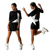 FashionWomen Casual Loose Star Printed Half Sleeve Short Mini Dress