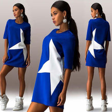 FashionWomen Casual Loose Star Printed Half Sleeve Short Mini Dress