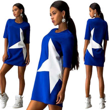FashionWomen Casual Loose Star Printed Half Sleeve Short Mini Dress