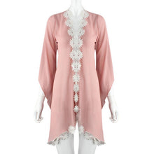 Fashion Design Women Ethnic Lace Flower Loose Kimono Cardigan Jacket Blouse Tops