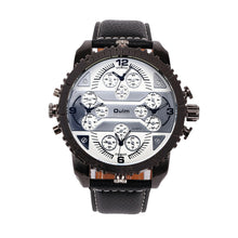 Fashion Quartz Men Wrist Watches 4 Time Zone Leather Starp Colorful Analog Watch