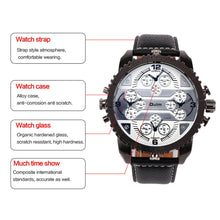 Fashion Quartz Men Wrist Watches 4 Time Zone Leather Starp Colorful Analog Watch