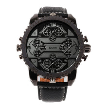 Fashion Quartz Men Wrist Watches 4 Time Zone Leather Starp Colorful Analog Watch