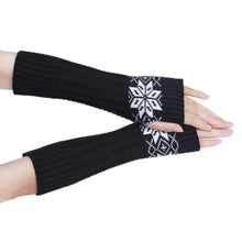 Fashion Women's Warm Snow Pattern Knitting Half Fingerless Gloves Hand Arm Gloves Women