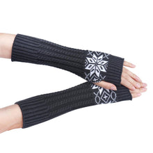 Fashion Women's Warm Snow Pattern Knitting Half Fingerless Gloves Hand Arm Gloves Women