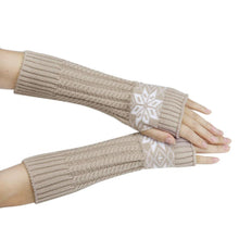 Fashion Women's Warm Snow Pattern Knitting Half Fingerless Gloves Hand Arm Gloves Women
