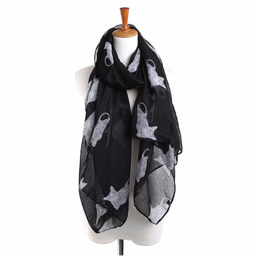 Women Scarf Shawls Wraps Fashion Cat Print Long Ladies Scarves