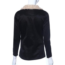 Patchwork Women's Fur Collar Outwear Cardigan Coat Black