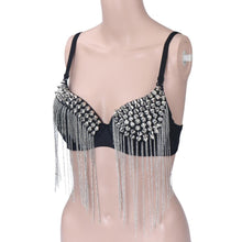 Sexy Bras Women Party All-over Spike Rivet Tassels Metallic Punk Dance Bra