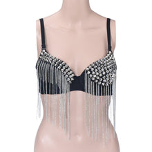 Sexy Bras Women Party All-over Spike Rivet Tassels Metallic Punk Dance Bra