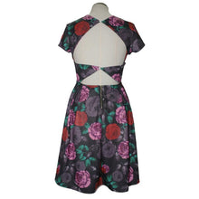 Women Slim Floral Print Dresses Elegant Short Sleeve Backless Dress Sexy Bodycon Mini Dress