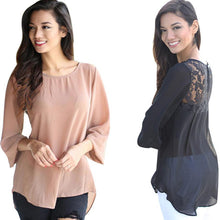 Women Long Sleeve Chiffon Casual Blouse Shirt Tops Lace Blouses Fast Shipping