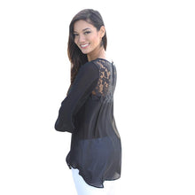 Women Long Sleeve Chiffon Casual Blouse Shirt Tops Lace Blouses Fast Shipping