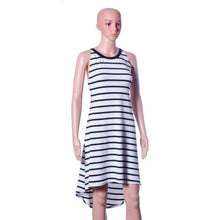 Womens Sleeveless Stripe Beach Holiday Knee Length DressShippin