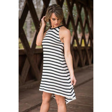 Womens Sleeveless Stripe Beach Holiday Knee Length DressShippin