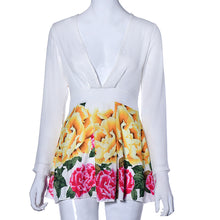 S/M/L/XL Clothes China Women Chiffon Long Sleeve Party Flower Print Casual Dress Mini Dress