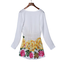 S/M/L/XL Clothes China Women Chiffon Long Sleeve Party Flower Print Casual Dress Mini Dress