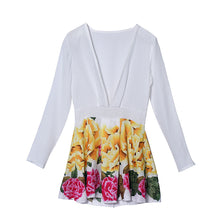 S/M/L/XL Clothes China Women Chiffon Long Sleeve Party Flower Print Casual Dress Mini Dress