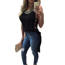 Sexy Womens Casual Chiffon VTop Sleeveless Hollow Blouse Tank Tops