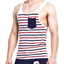 Fashion Men's Stripes Tank Top Muscle Sleeveless T-Shirt Cotton Men's Tanks Underwear M~XL Fast Shipping