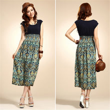 Women Flower Floral Print Bohemia Sleeveless VLong Beach Dress for Ladies ing Vestidos