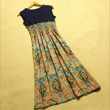 Women Flower Floral Print Bohemia Sleeveless VLong Beach Dress for Ladies ing Vestidos