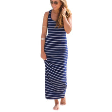 Women Striped Boho Long Maxi Sleeveless Beach VDress Sexy Ladies Casual Dress Vestidos Plus Size