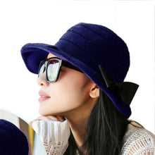Women Girls Knitting Wool Pots Bowler Hat Bowknot Cap Fast Shipping