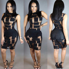 Women Lady Dress Sexy Women sleeveless Bandage Bodycon Mesh Club Party Cocktail Mini Dresses Vestidos