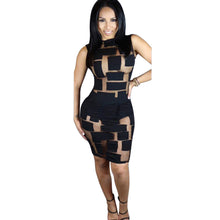 Women Lady Dress Sexy Women sleeveless Bandage Bodycon Mesh Club Party Cocktail Mini Dresses Vestidos