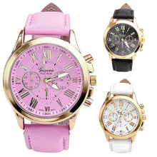 Women's Fashion Geneva Roman Numerals Faux Leather Analog Quartz quartz-watch Wrist Watch relogio masculino