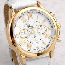 Women's Fashion Geneva Roman Numerals Faux Leather Analog Quartz quartz-watch Wrist Watch relogio masculino