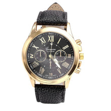Women's Fashion Geneva Roman Numerals Faux Leather Analog Quartz quartz-watch Wrist Watch relogio masculino