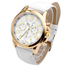 Women's Fashion Geneva Roman Numerals Faux Leather Analog Quartz quartz-watch Wrist Watch relogio masculino