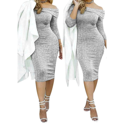 Womens Sexy Dress Dew Shoulder Package Hip Bodycon Cocktail Party Dress Fast Shipping