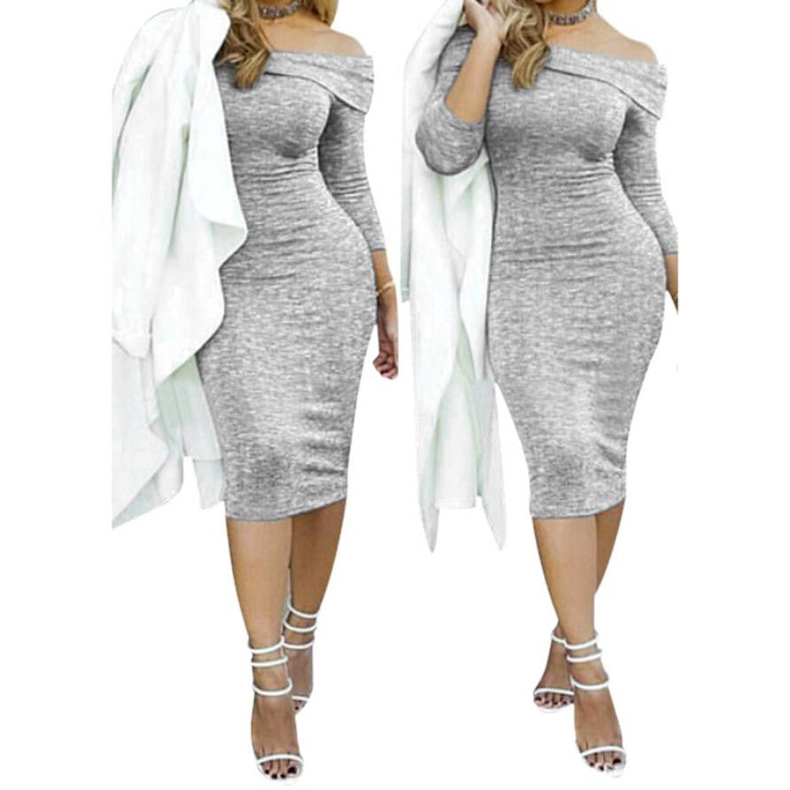Womens Sexy Dress Dew Shoulder Package Hip Bodycon Cocktail Party Dress Fast Shipping