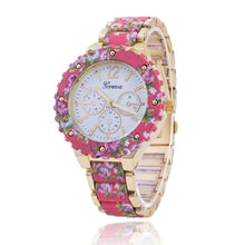 fashion Women Geneva Flower Print Style Analog Quartz Wrist Watch Fast Shipping