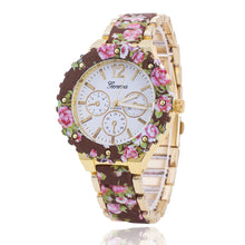 fashion Women Geneva Flower Print Style Analog Quartz Wrist Watch Fast Shipping