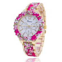 fashion Women Geneva Flower Print Style Analog Quartz Wrist Watch Fast Shipping