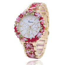 fashion Women Geneva Flower Print Style Analog Quartz Wrist Watch Fast Shipping
